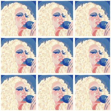 Reduction screenprint portraits of performance artist Fauxnique from her show entitled So Relevant.