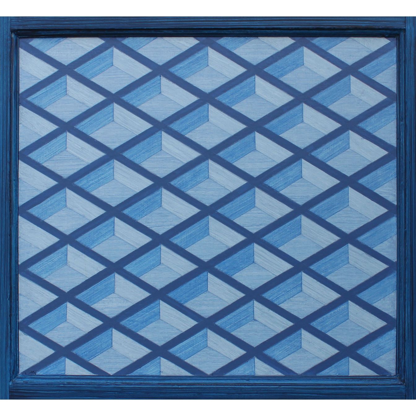 Faux marquetry diamond pattern painted on a door panel
