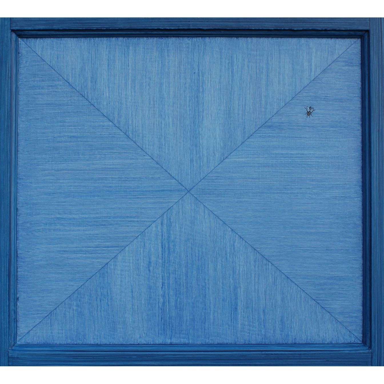 Faux marquetry door panel with trompe l'oeil house fly
