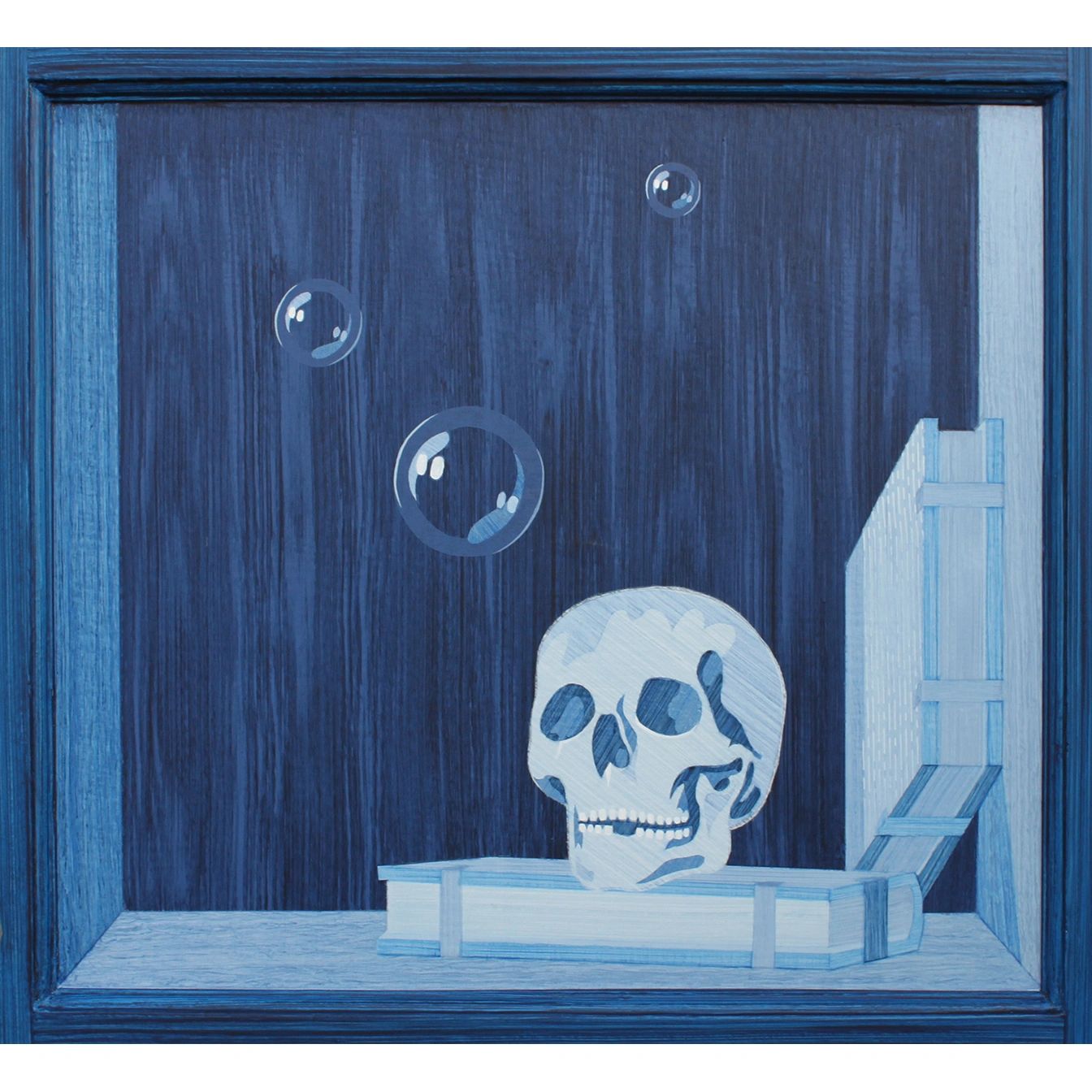 Faux marquetry vanitas still life painted on a door panel