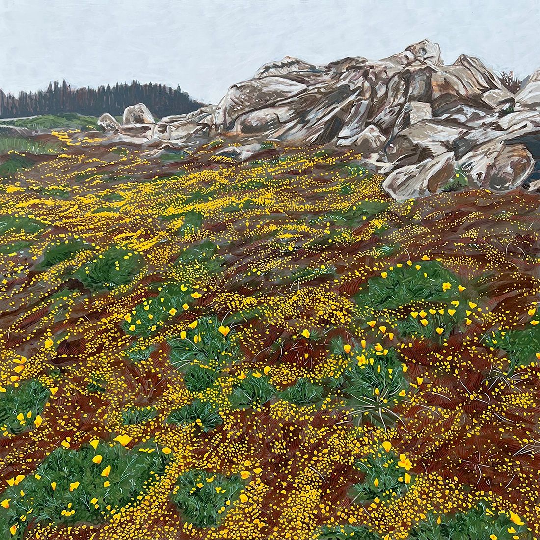 Acrylic painting on wood panel of Salt Point State Park by Jim Winters