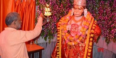 Hanuman  ji's statue at sancta mocha temple, Lucknow