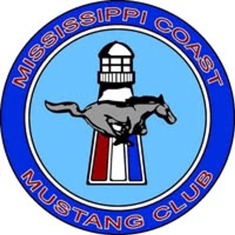 Logo of Mississippi Coast Mustang Club with lighthouse and mustang.