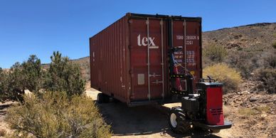 shipping container in the desert