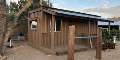 shipping container horse tack and feed room