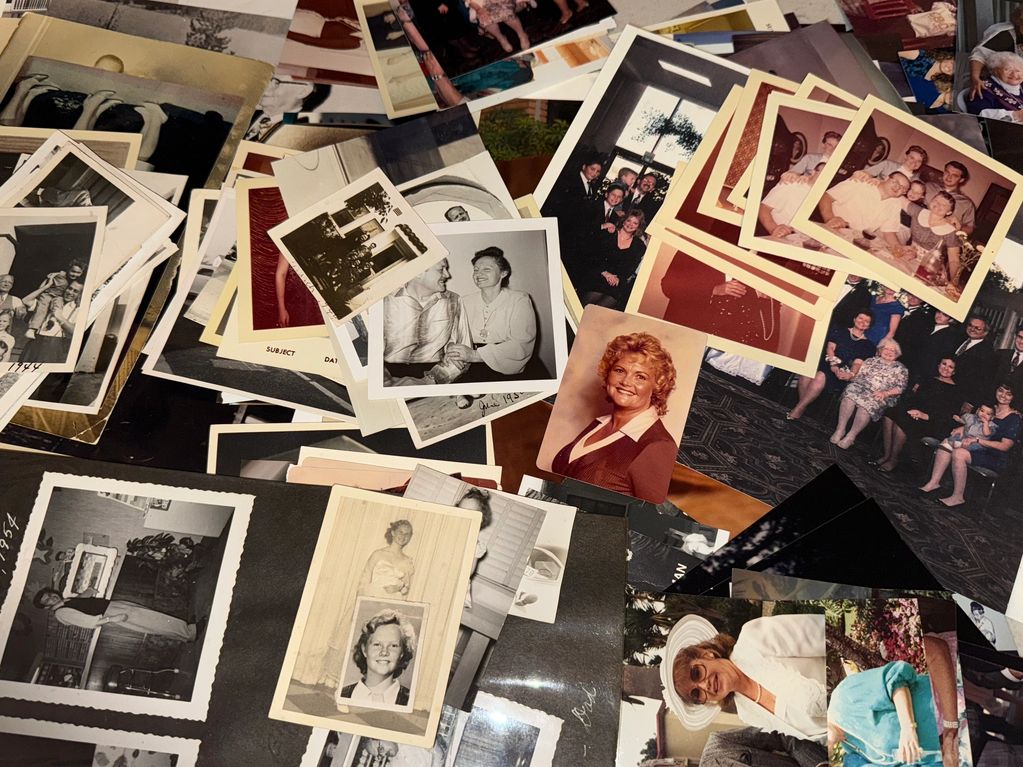 Photos spread out and disorganized