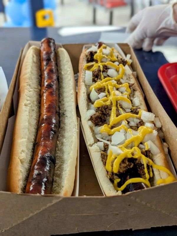 foot long coney dog, sahlen's hotdog