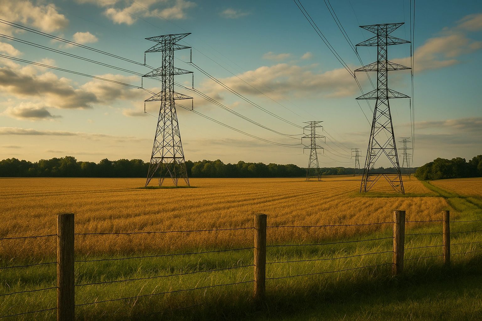 Ohio farmland with utility easement power lines - easement and eminent domain lawyer