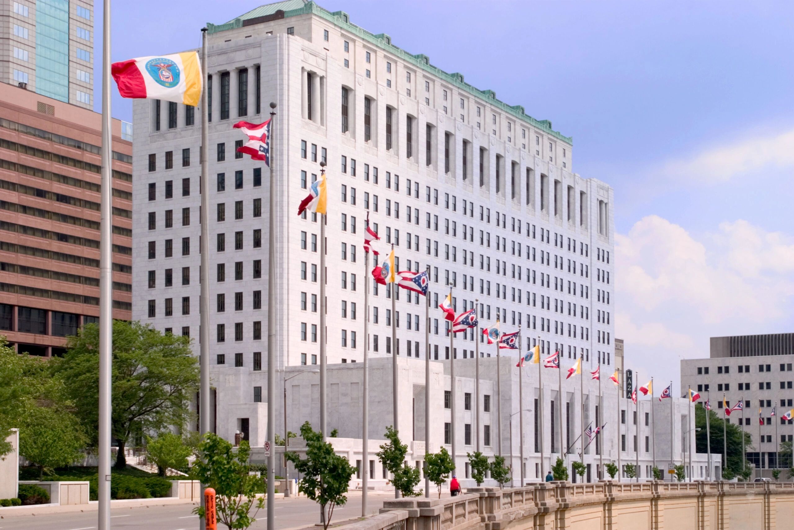Photo of the Ohio Supreme Court building exterior in Columbus, showing its architectural details.