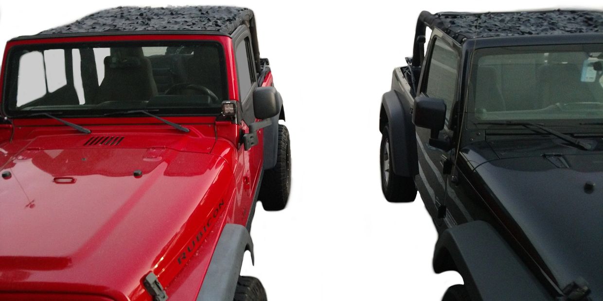 2 Jeeps - 1 with full length and 1 with half length cover; night ops.