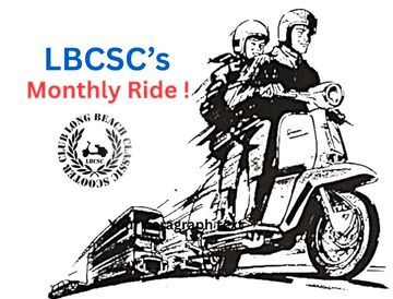 Poster promoting LBCSC's Monthly Ride with scooter illustration.