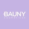 Logo of BAUNY Cosmetics with a lilac background.