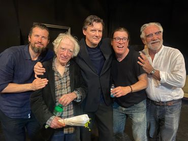 Jamie MacDonald; Austin Pendleton; Ilia Volok; playwright David McDonald; and Ezriel Kornel
