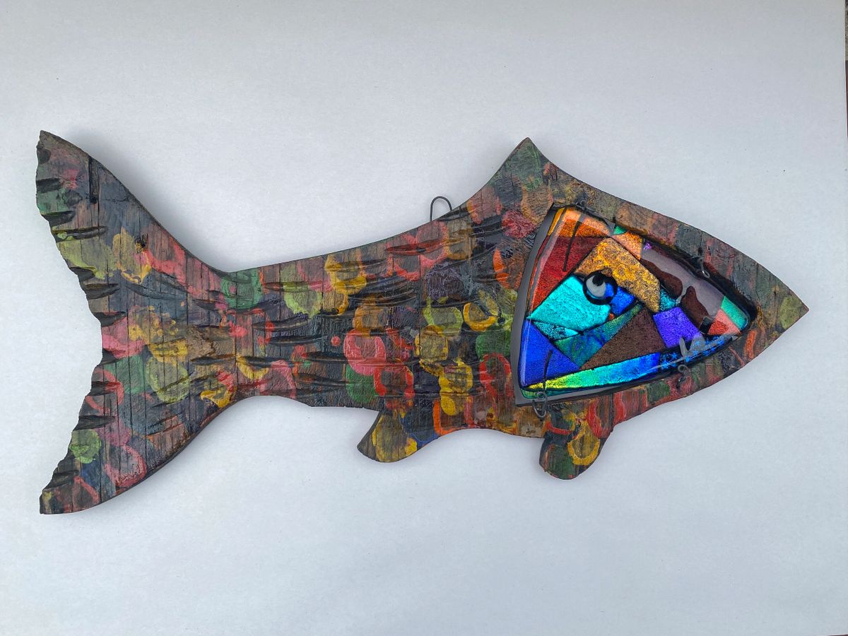 Rockfish Dichroic Glass Sculpture