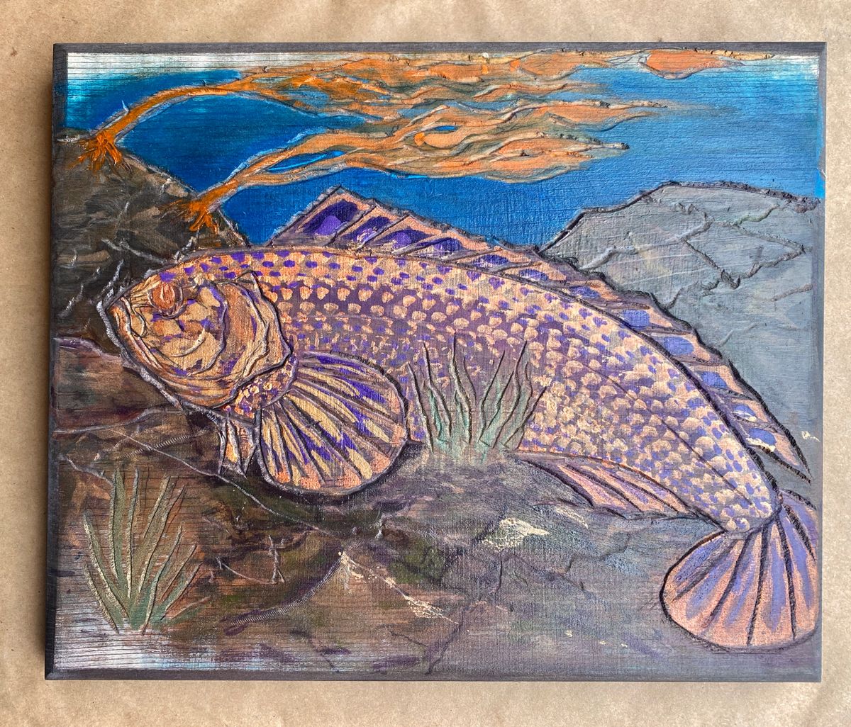 Hand Carved Wooden Fish Plaque