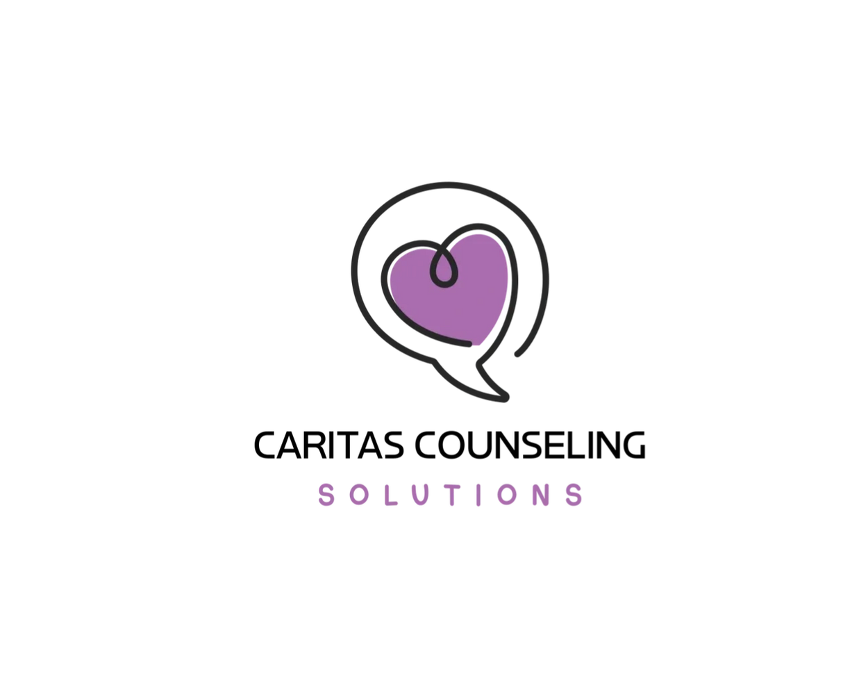 Logo of Caritas Counseling Solutions: Heart inside of a thought bubble.