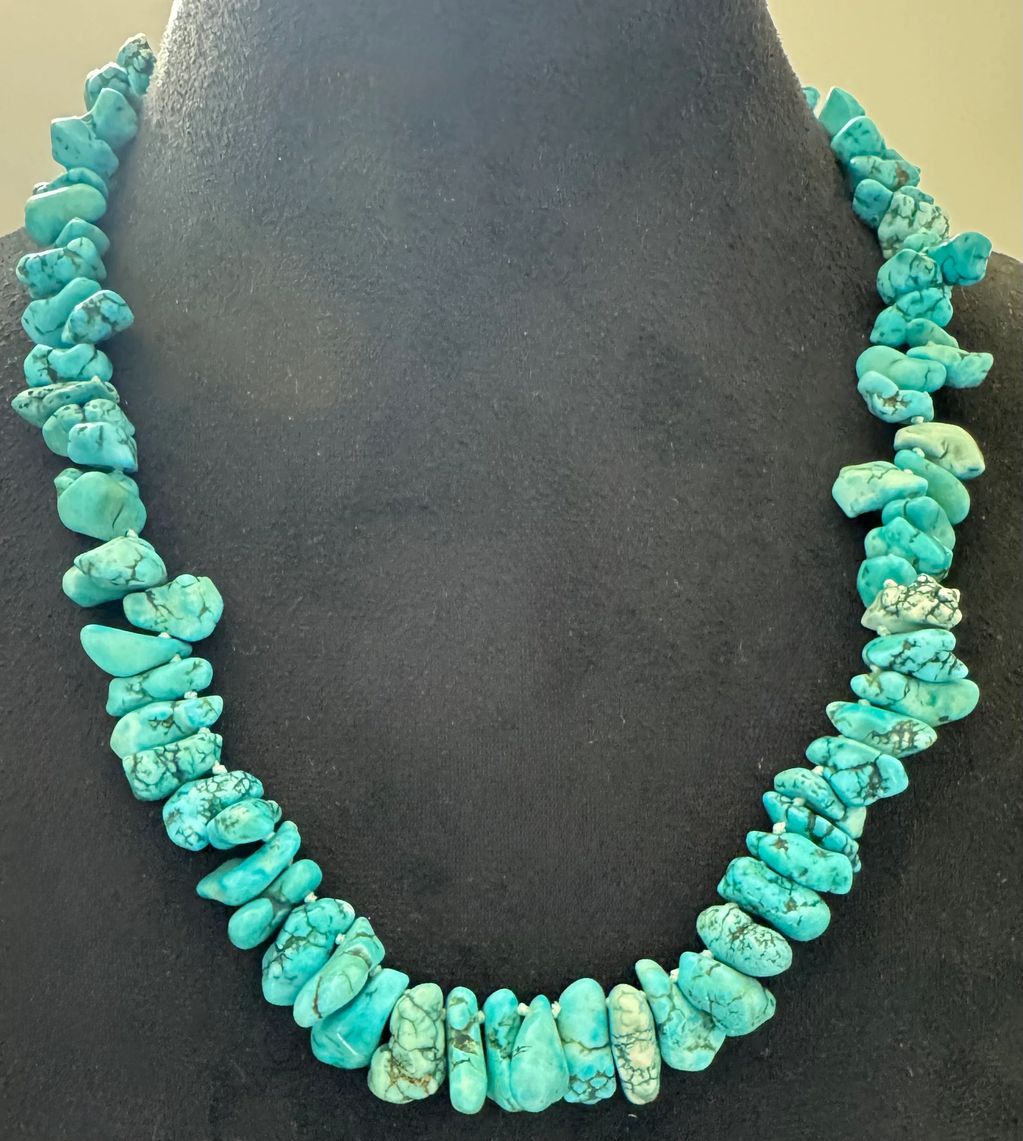 Irregular turquoise nugget necklace. 