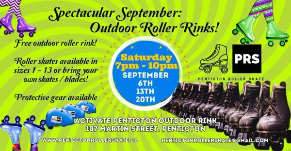 Advertisement for free outdoor roller rink events in September.