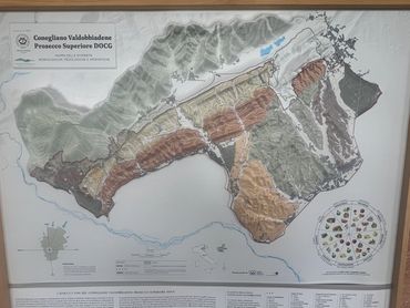 Topographic map of Conegliano Valdobbiadene Prosecco Superiore DOCG wine region.