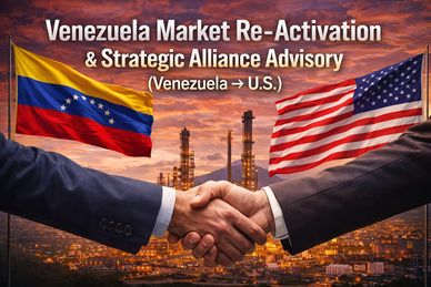 Handshake between Venezuelan and U.S. representatives symbolizing market re-activation and strategic alliance.