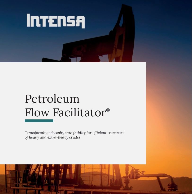 Petroleum Flow Facilitator advertisement with oil rig silhouette at sunset.