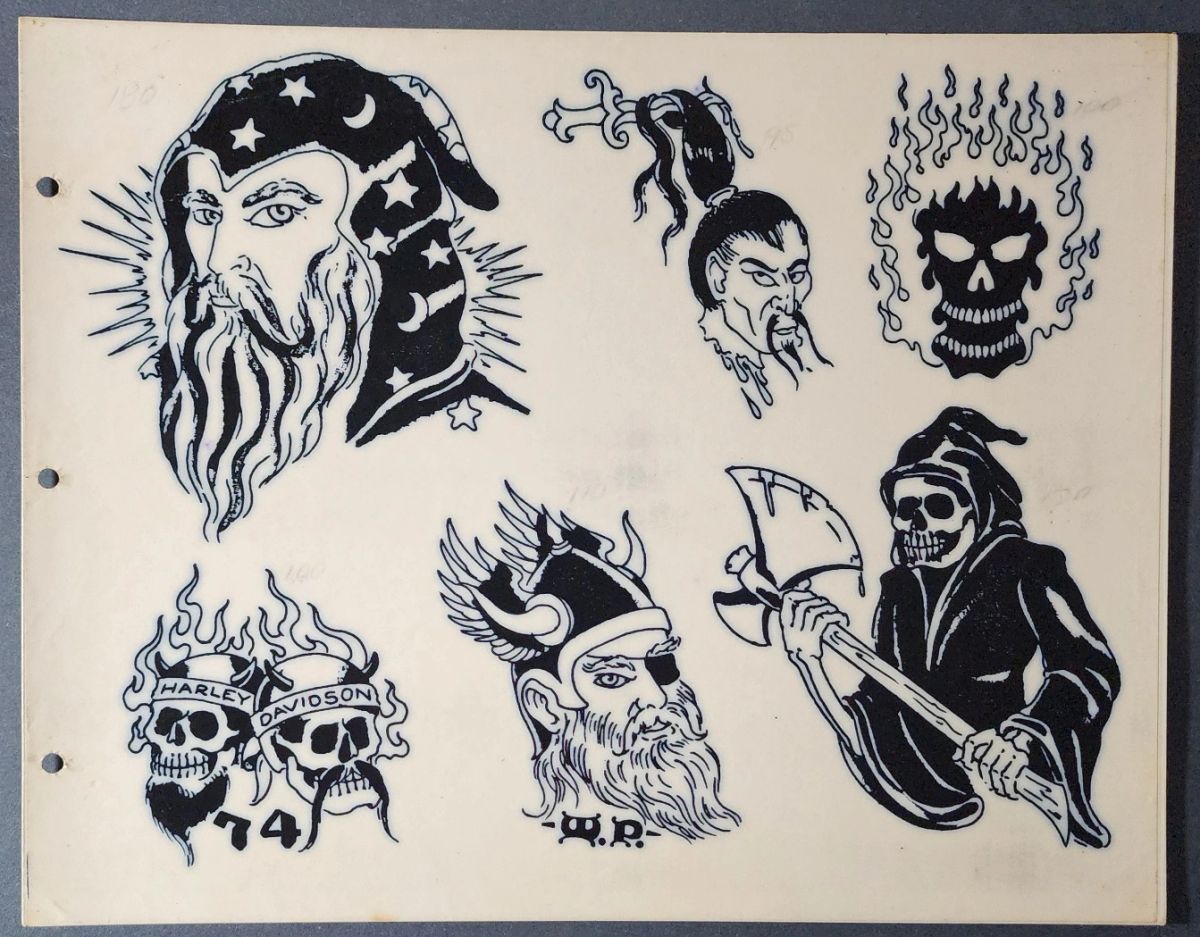Original, Vintage, 1988 Mike Rollo Malone Shop Used Tattoo Flash ...