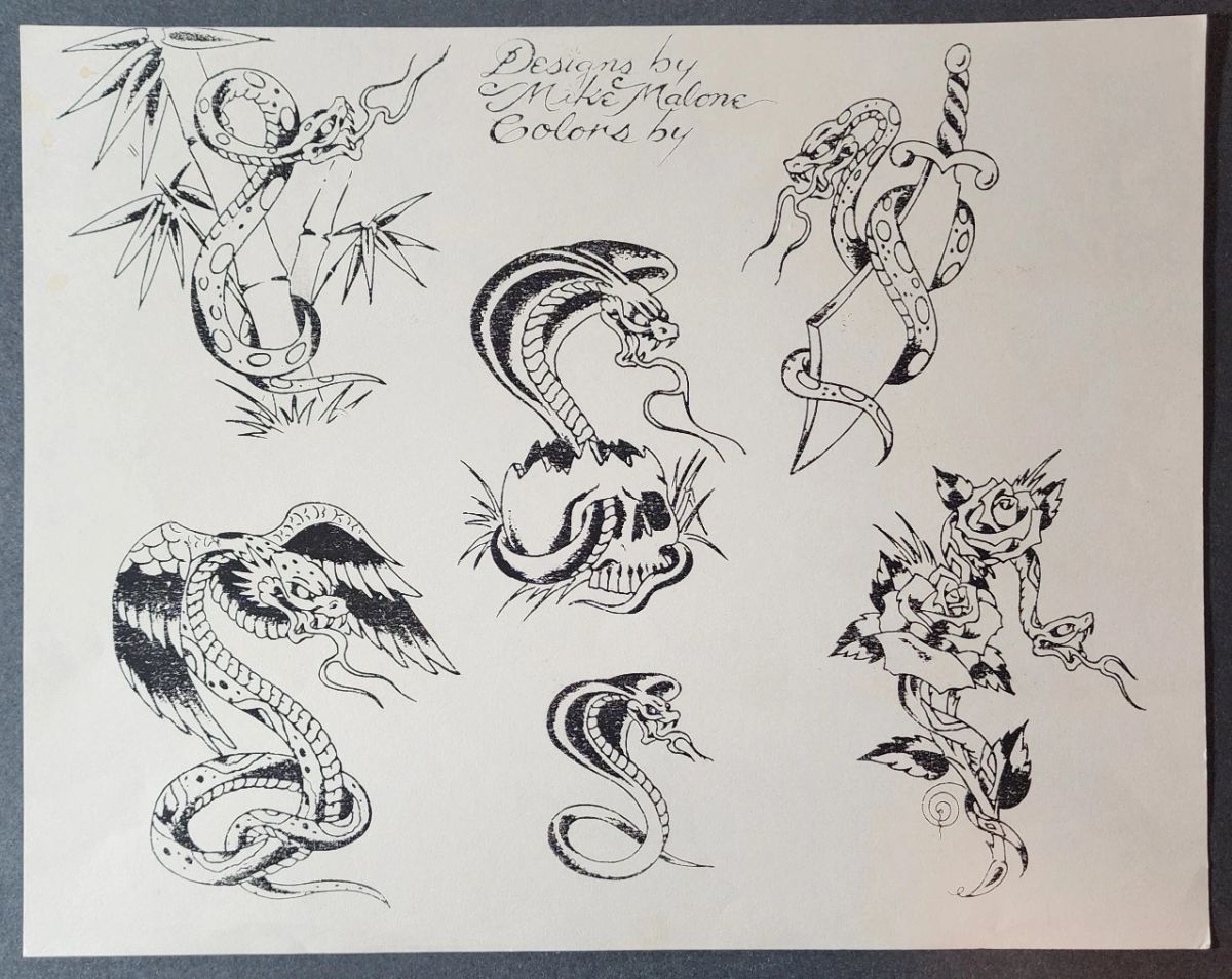 Original, Vintage,1980's Mike Rollo Malone Shop Used Tattoo Flash ...