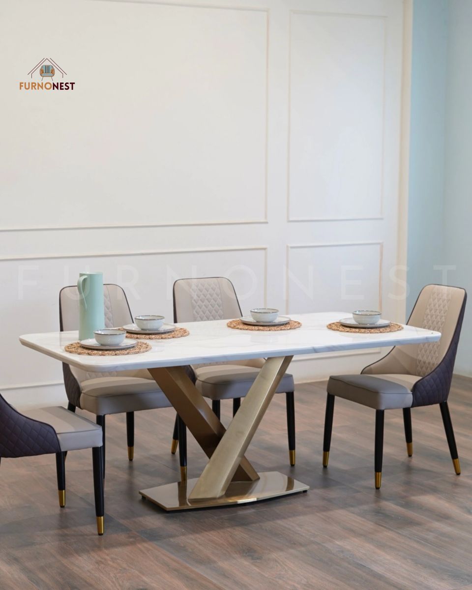 MEGAN DINING TABLE GOLD XBASE TABLE FRAME