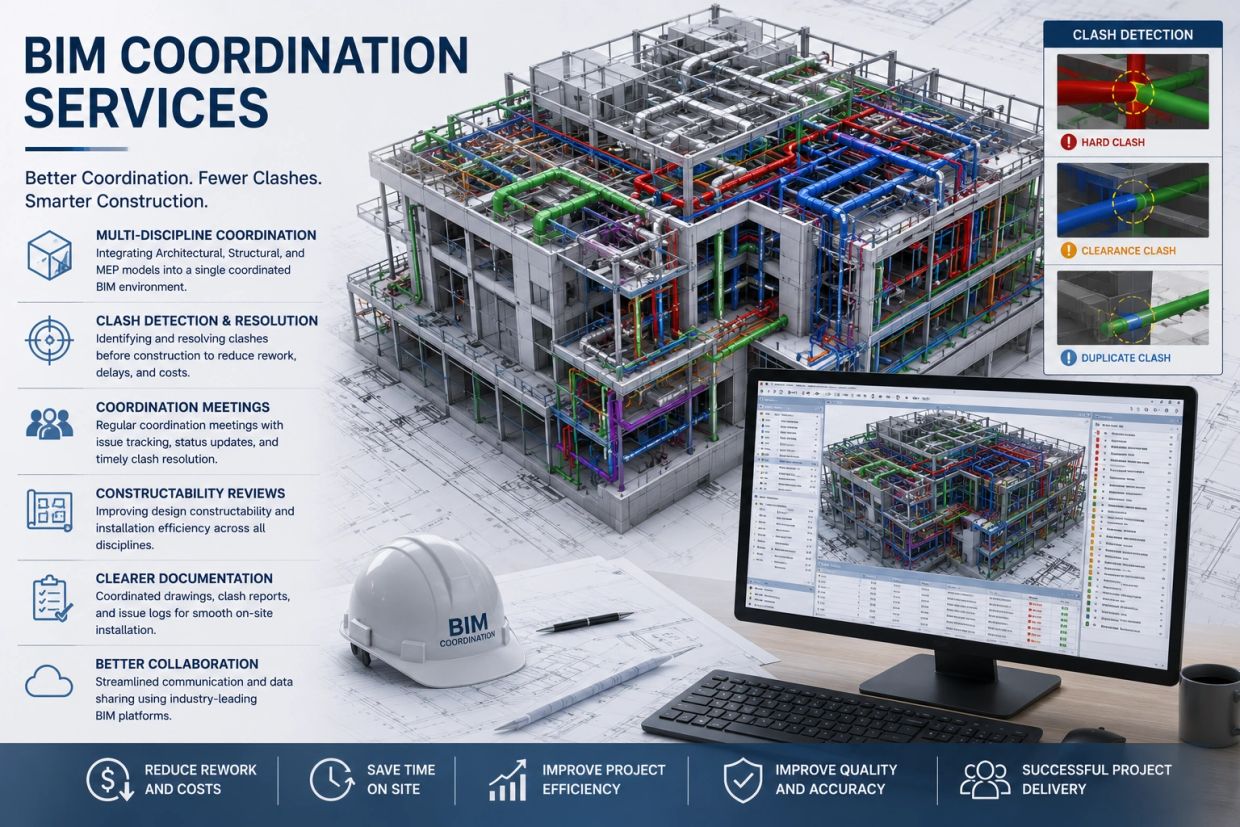 BIM Coordination Services for efficient construction with clash detection.