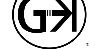 Black and white GK logo inside a circle with registered trademark symbol.