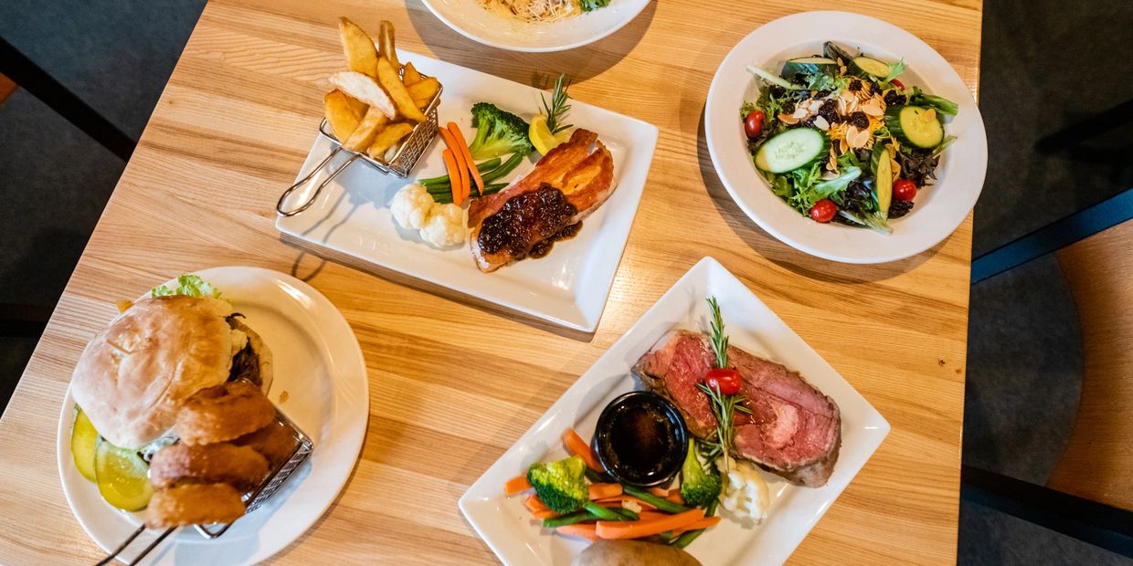 Some different types of food kept at a table