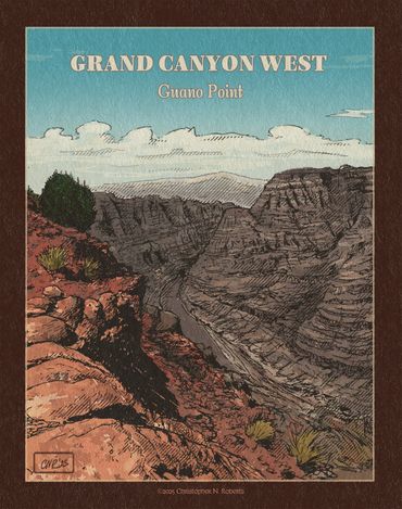 Grand Canyon West, pen & ink with digital color