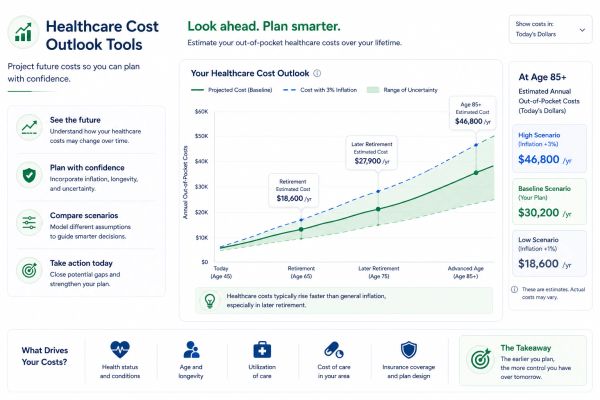 Healthcare cost outlook tools to plan and estimate future expenses.