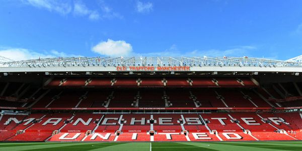 View of Old Trafford stadium, home of Manchester United football club.