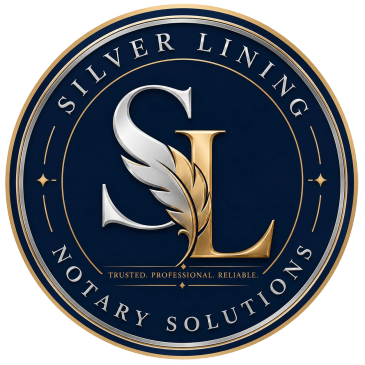 Elegant logo for Silver Lining Notary Solutions.