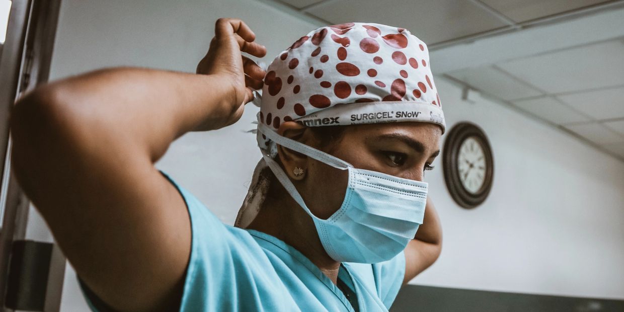 A medical staff wearing a mask