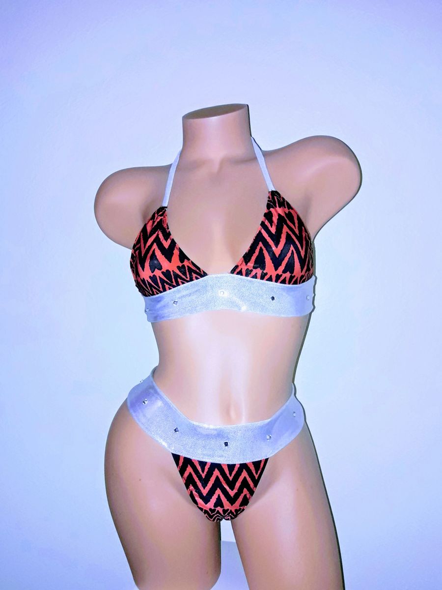 Exotic Dancewear "Melody 2" Stripper Outfit Thick Band Dancewear Bikini  Tribal Print Stripper Outfit