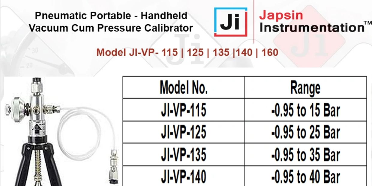 JI-VP Series Pneumatic Portable - Handheld Vacuum Cum Pressure Calibrator 
