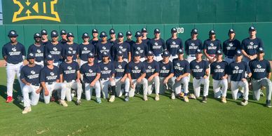College summer baseball team preparing for a game.