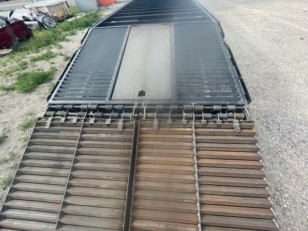 Rear Hidden Tool Box On a mid project photo. 2023 prestige mfg tri axle 21,000 gvw 24 foot deck over.