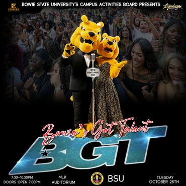Bowie State University mascot hosts a talent show event on campus.