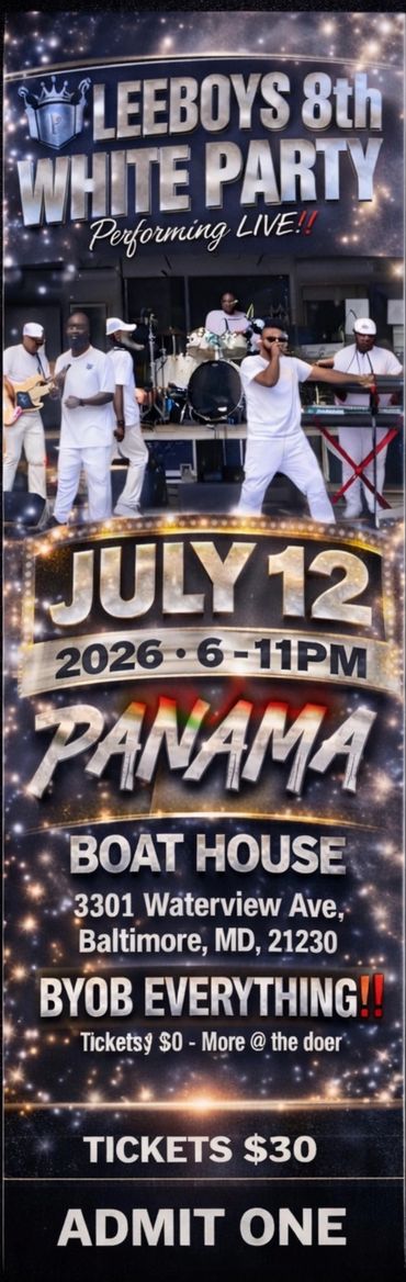 Leeboys 8th White Party live in Baltimore on July 12, 2026, at Boat House, tickets $30.