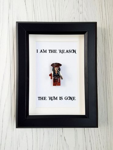 Framed Captain Jack Sparrow Figure, Pirates Wall Art Gift, Superhero Frame 