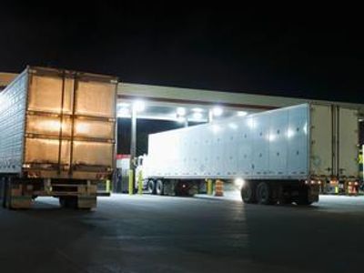 Semi-trucks at truck stop