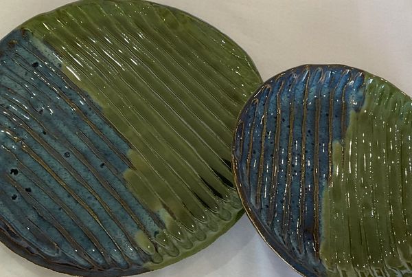 Hand made pottery plates.