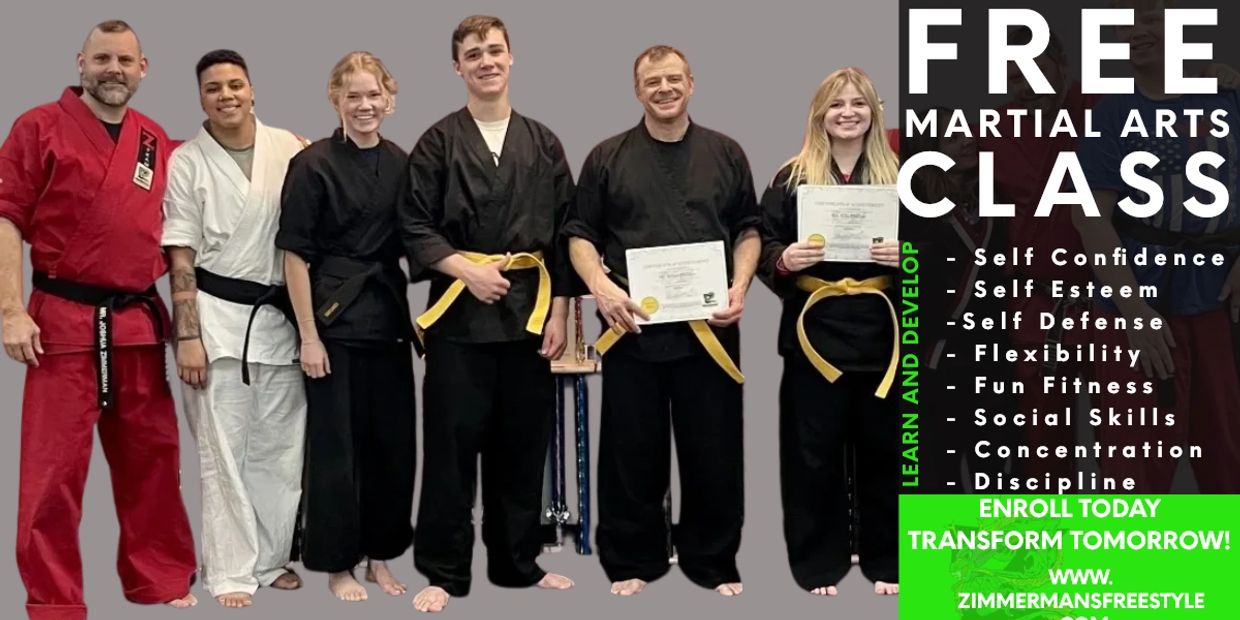 Group of adult martial artists smiling with certificates of graduation. 