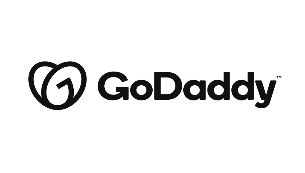 GoDaddy logo in black and white.