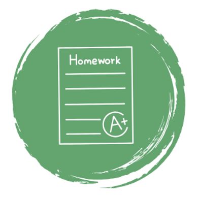 Icon of homework paper with an A+ grade on green circular background.
