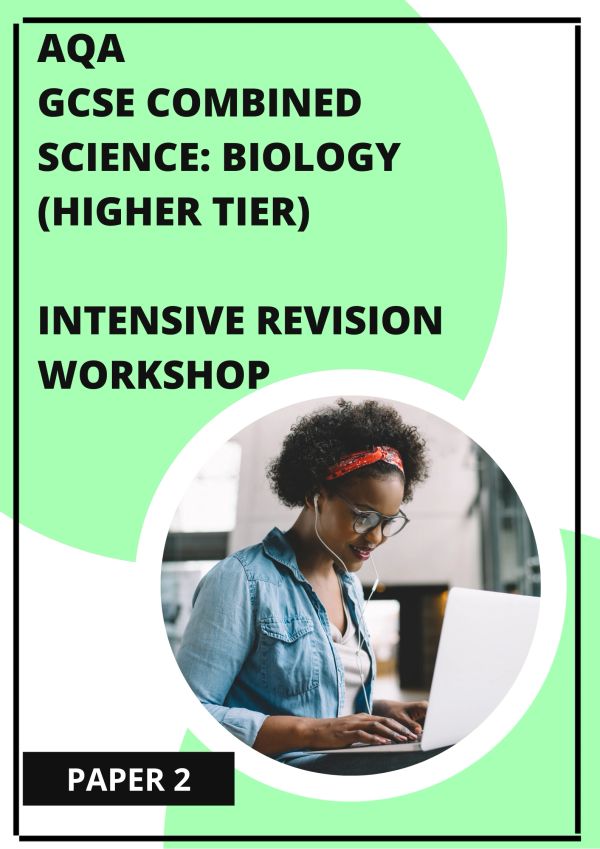 AQA GCSE Biology Higher Tier revision workshop promotional poster.