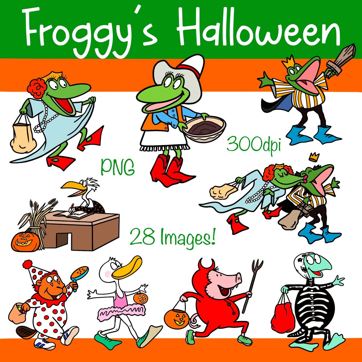 Froggy Halloween storybook clip arts 28 Images